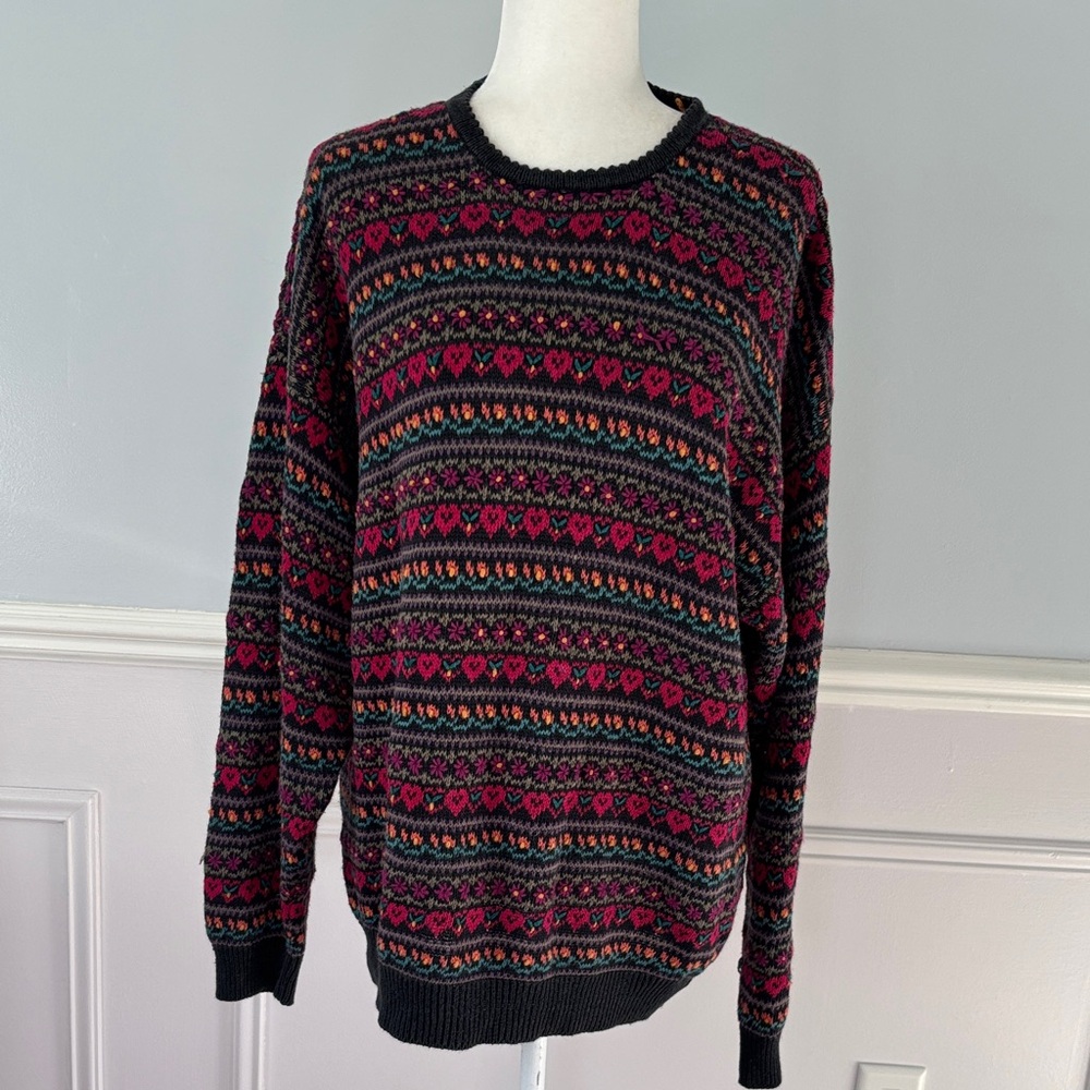 Vintage Northern Isles Retro Crewneck Sweater Sz 2XL Hand Embroider Cottagecore - Picture 2 of 14